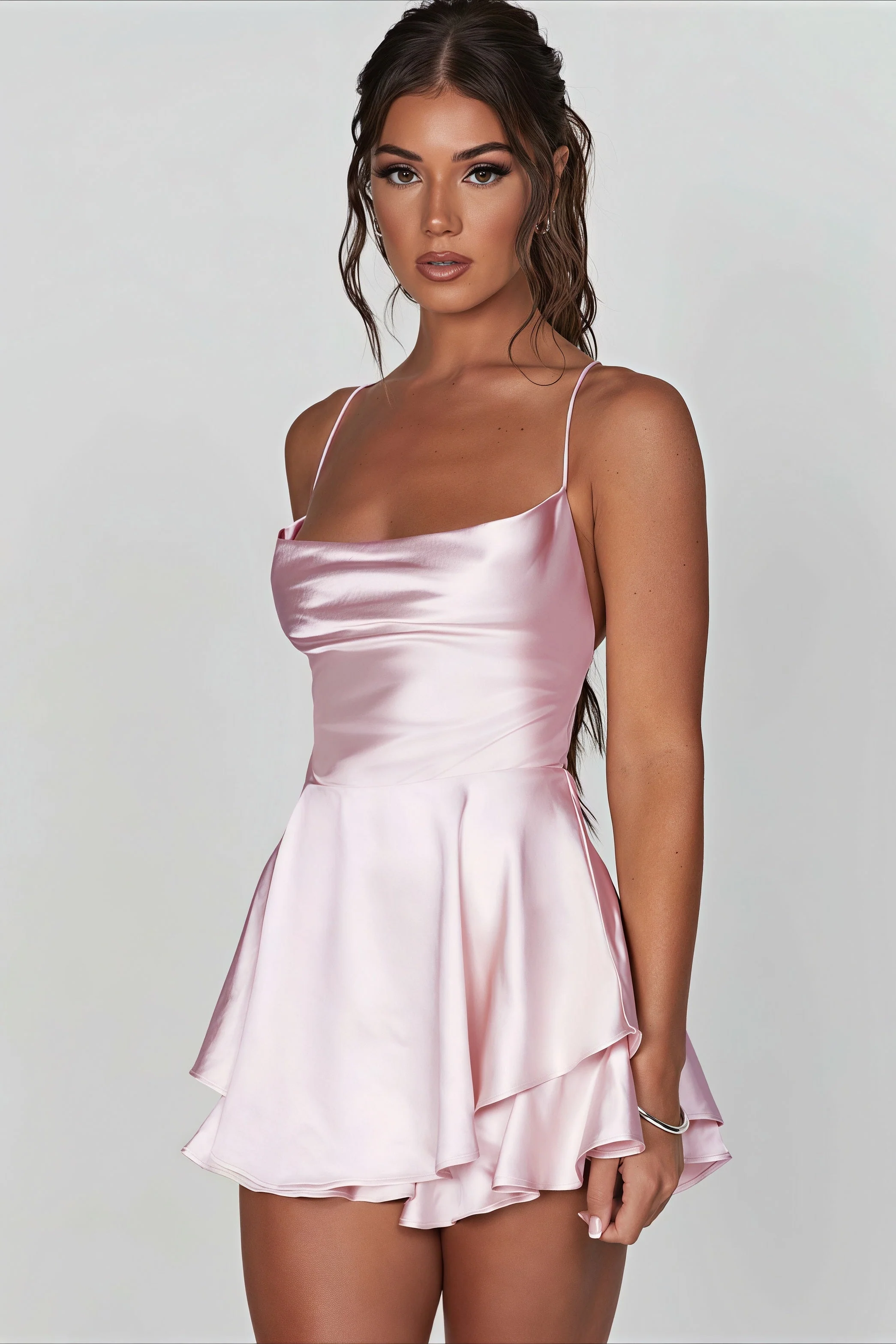 Sexy Slim Solid Color Backless Cami Mini Dress - Image 2