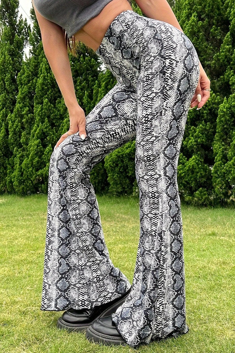 Sexy Snake Pattern Flare Pants - Image 3