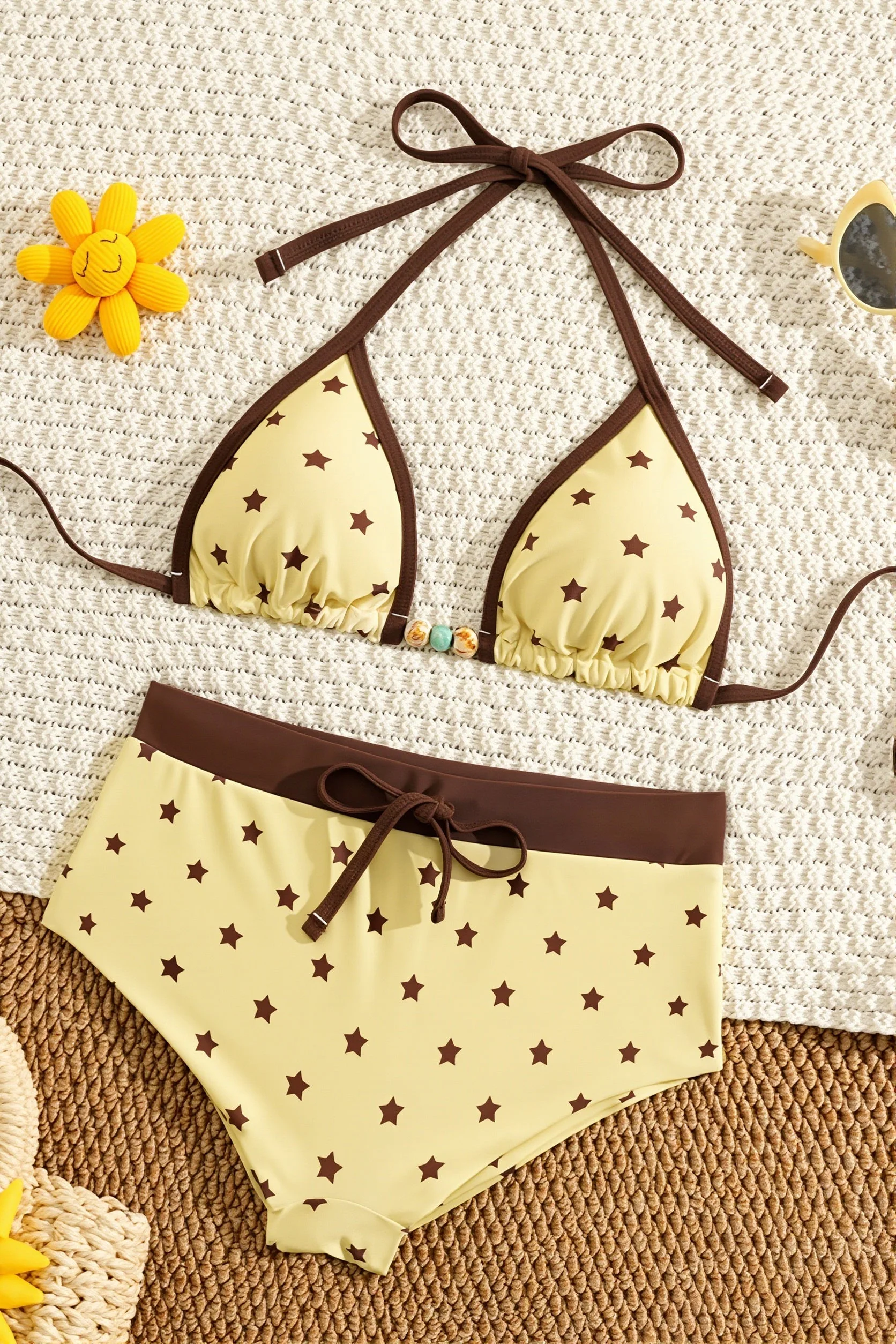 Sexy Star Print Bikini Two Piece Multicolor Bikini Sets - Image 3