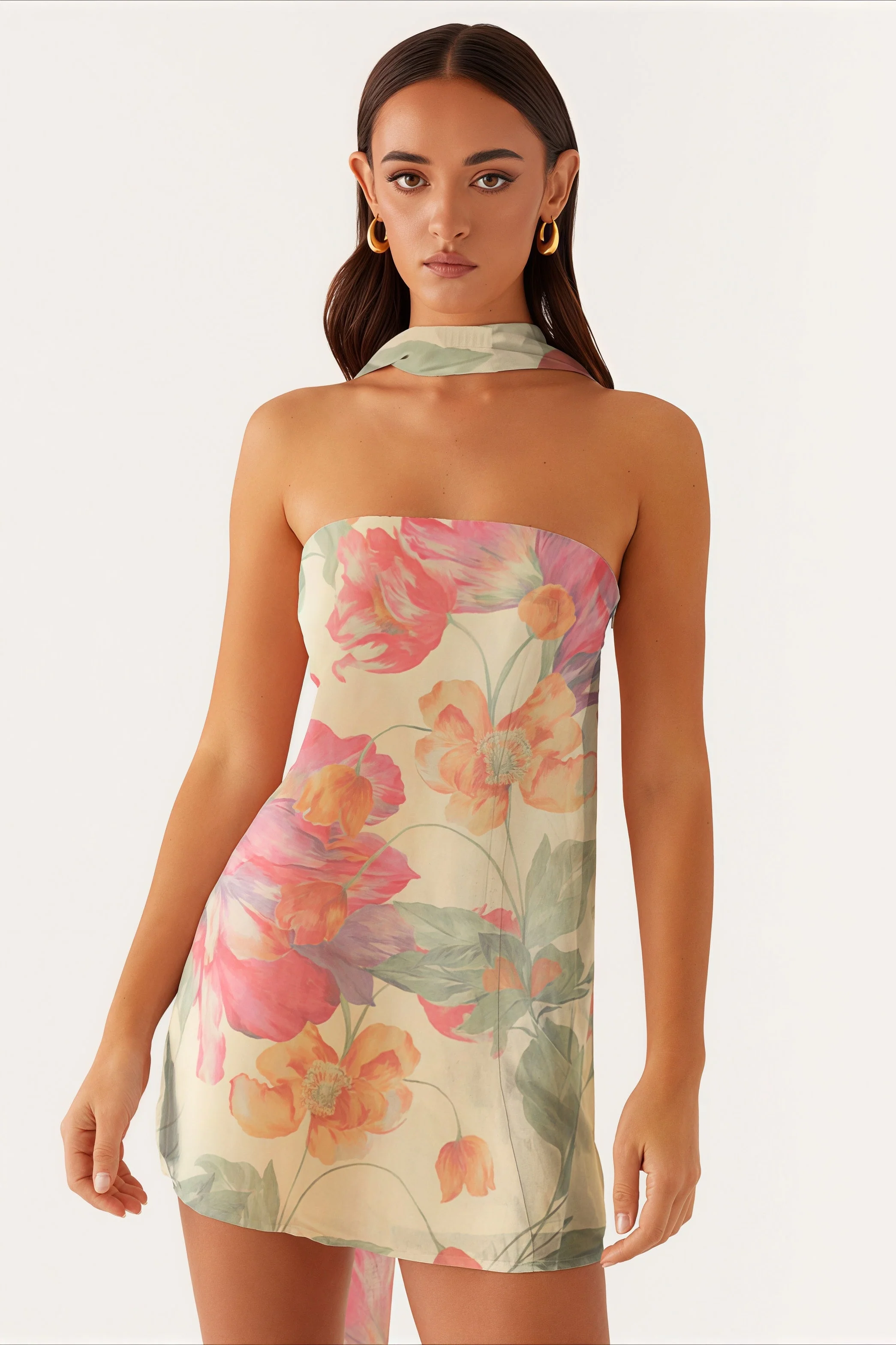 Sexy Strapless Chiffon Print Bodycon Club Mini Dress - Image 3