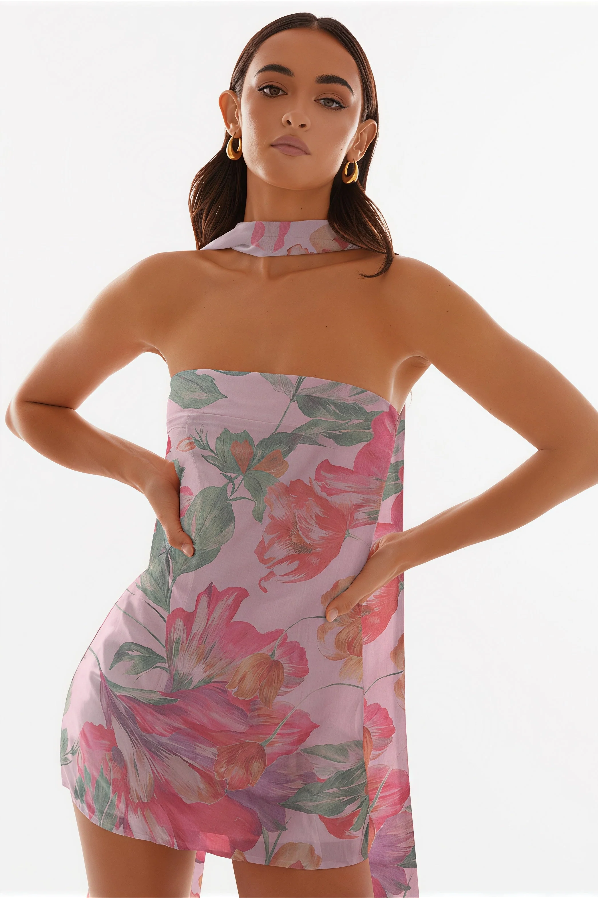 Sexy Strapless Chiffon Print Bodycon Club Mini Dress - Image 4