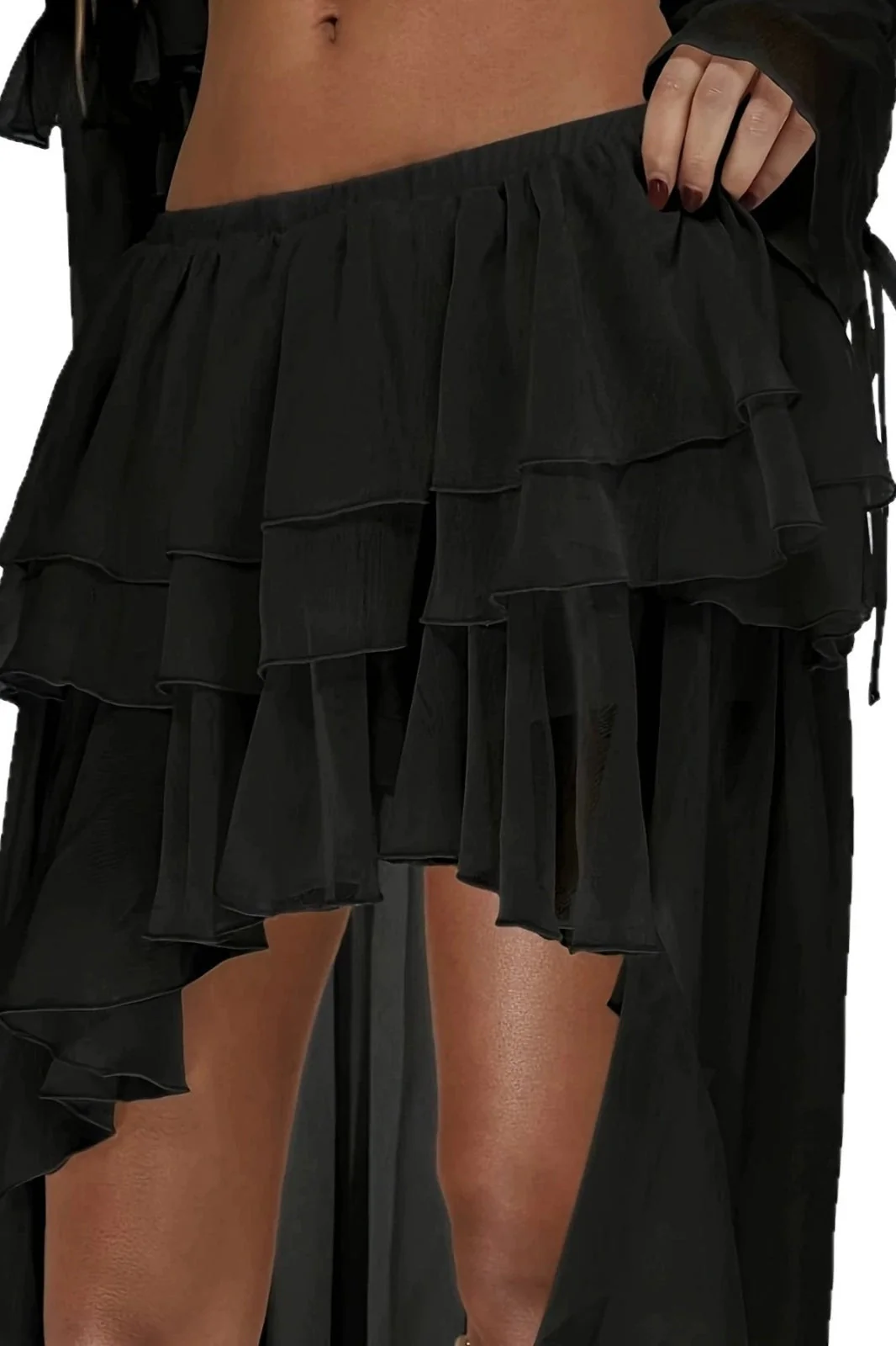 Sexy Waterfall Ruffle Layered Maxi Skirt - Image 5