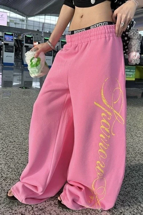 Sexy Y2K Star Graphic Drawstring Wide Pants