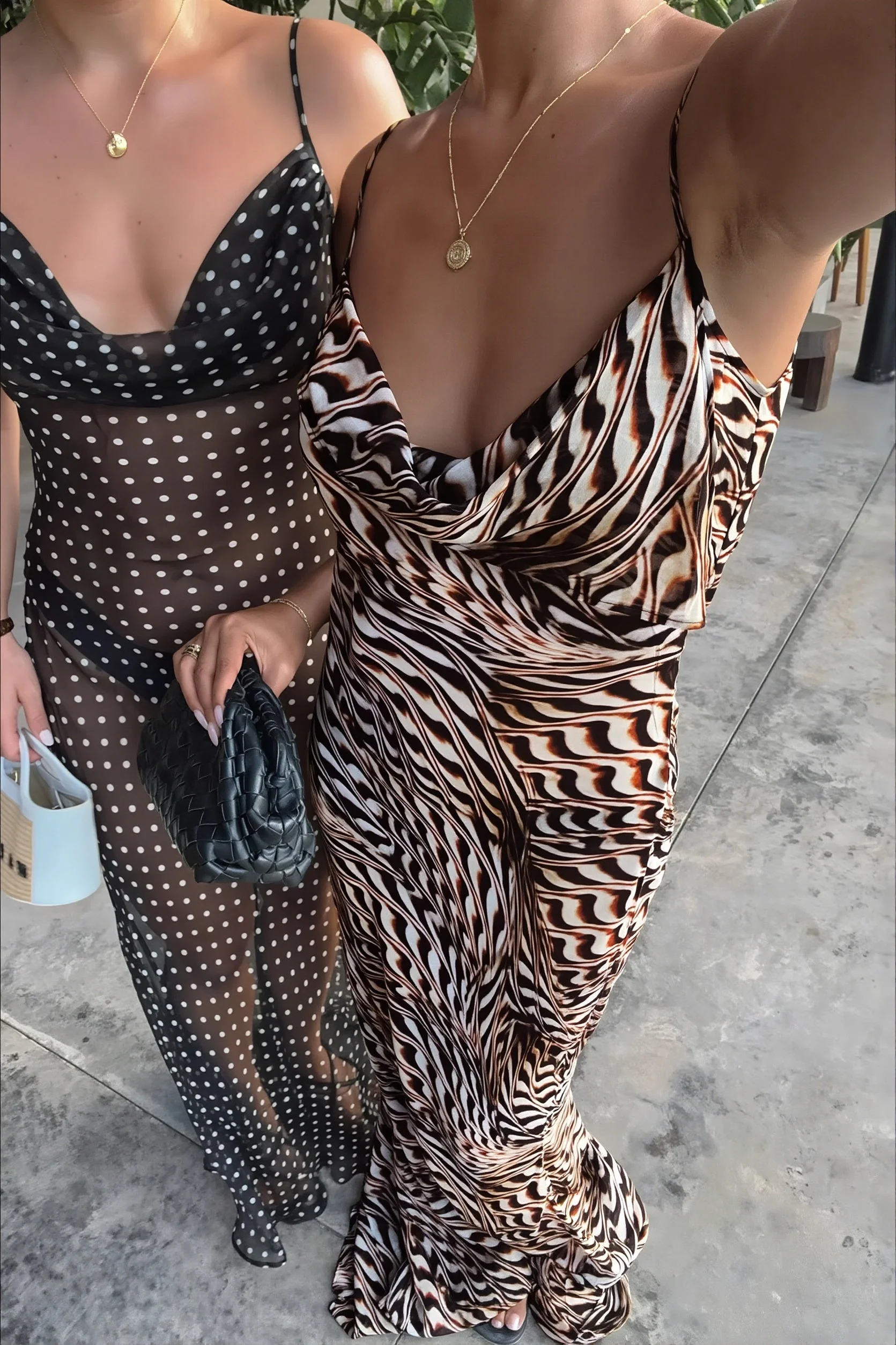 Sheer Mesh Cowl Neck Slip Strap Maxi Dress - Image 5