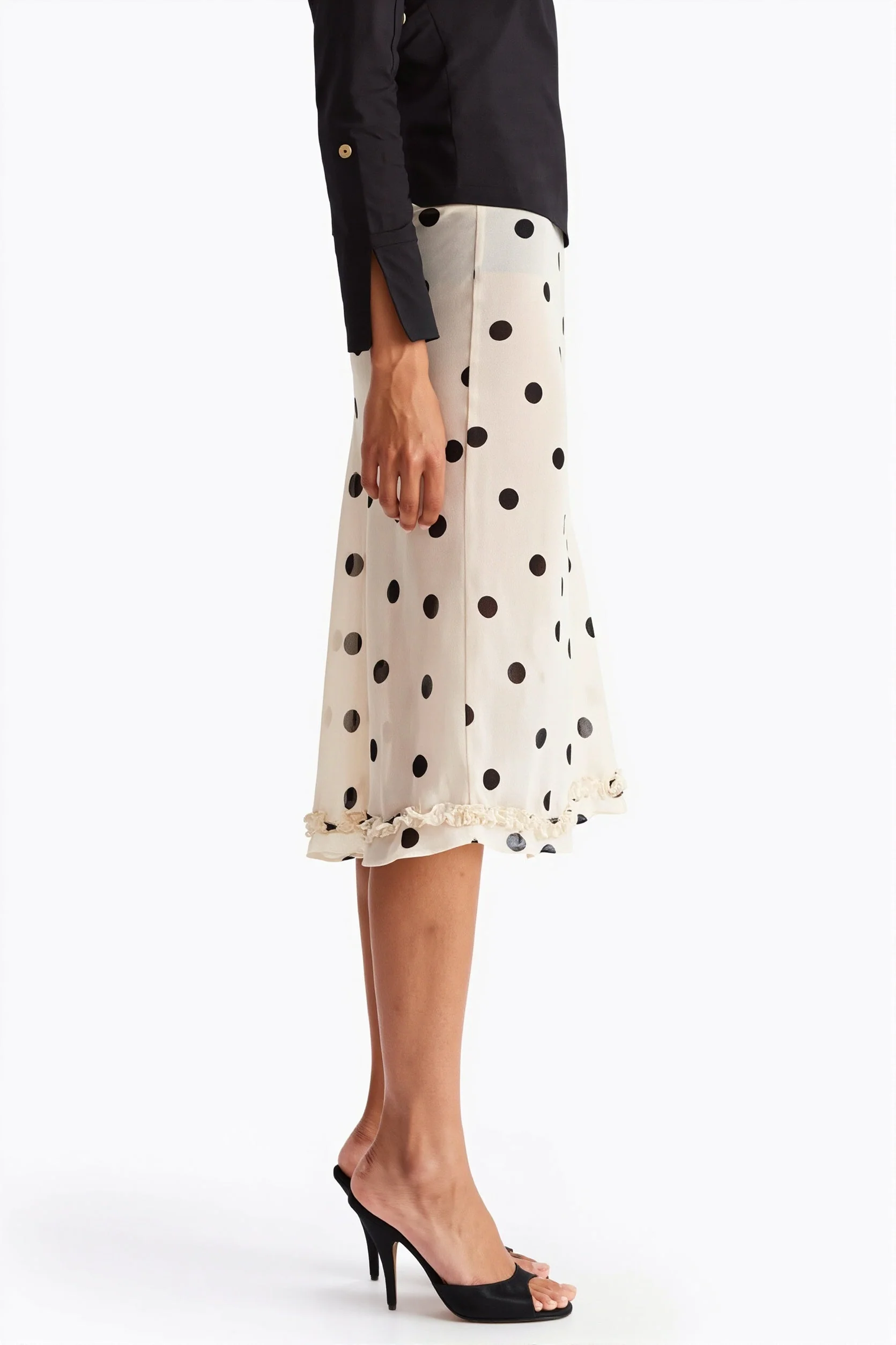 Sheer Polka Dot Casual High Waist Skirt - Image 3
