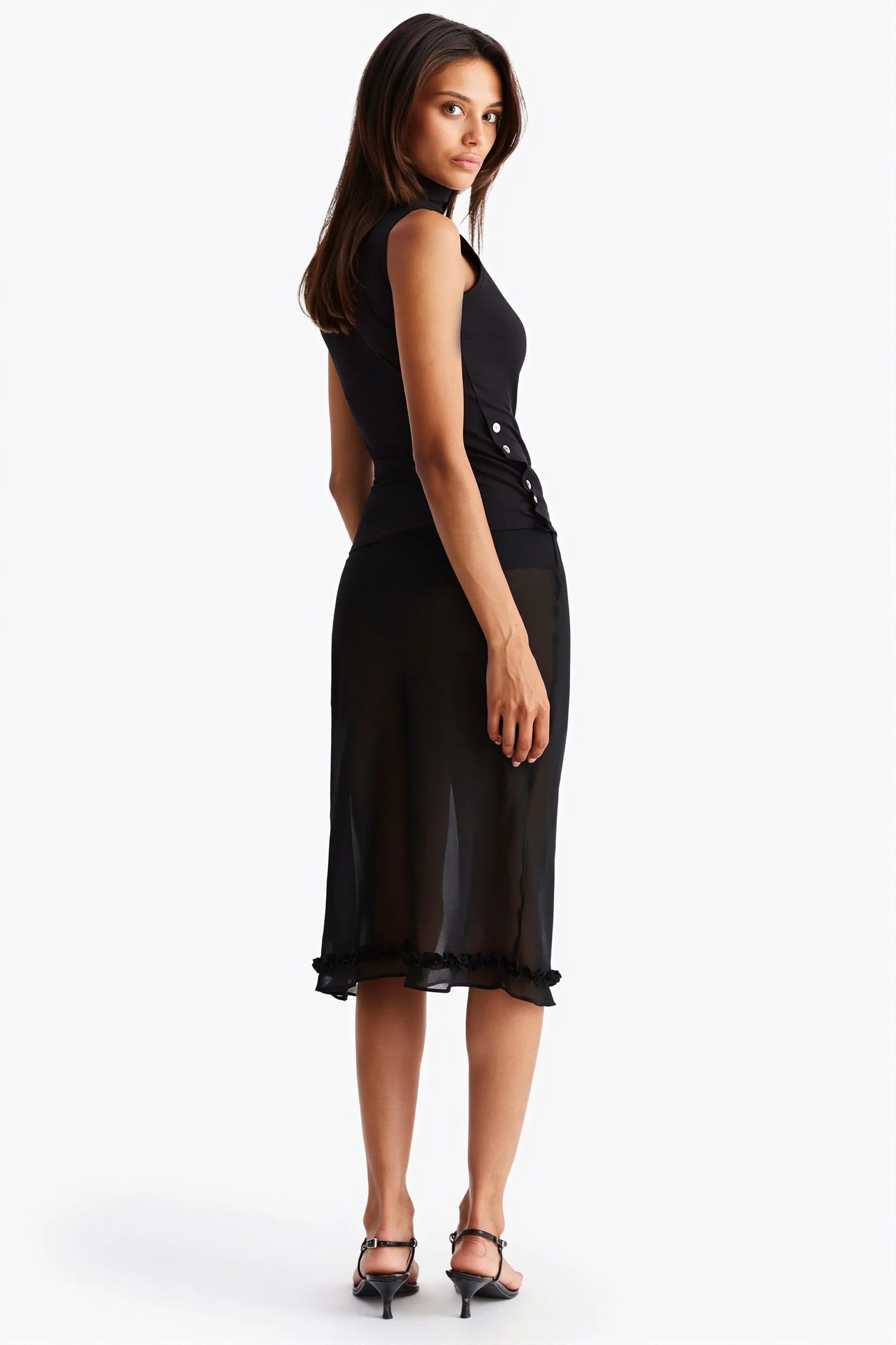 Sheer Polka Dot Casual High Waist Skirt - Image 8