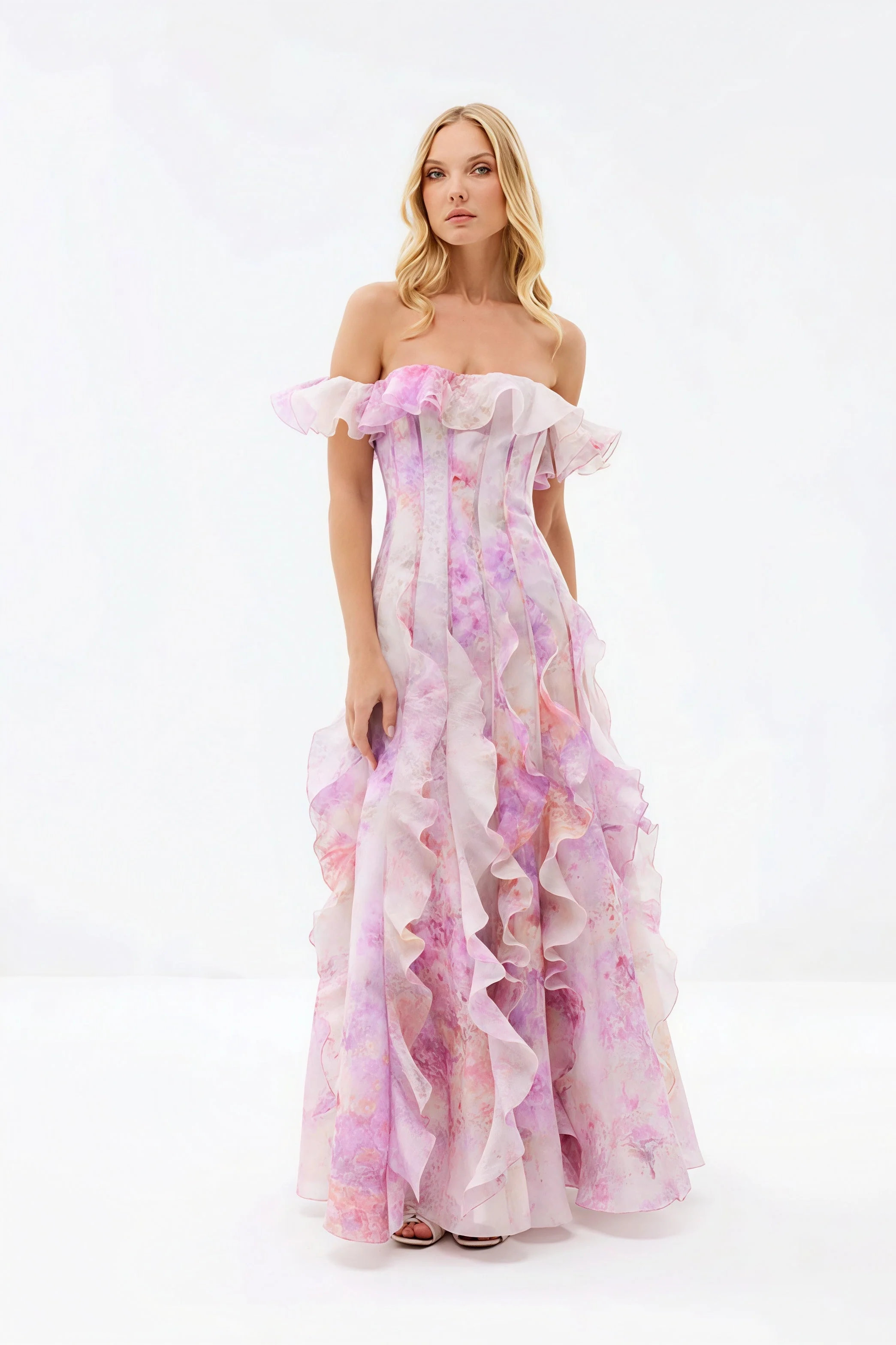 Sheer Ruffle Off Shoulder Beach Maxi Dress - Image 7