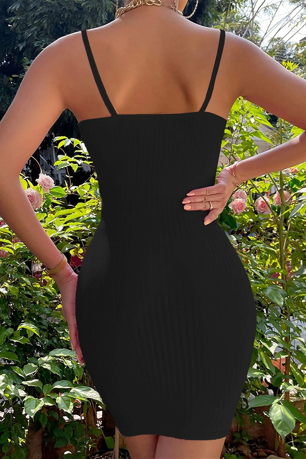 Slim Solid Cami Tie Bodycon Mini Dress - Image 6