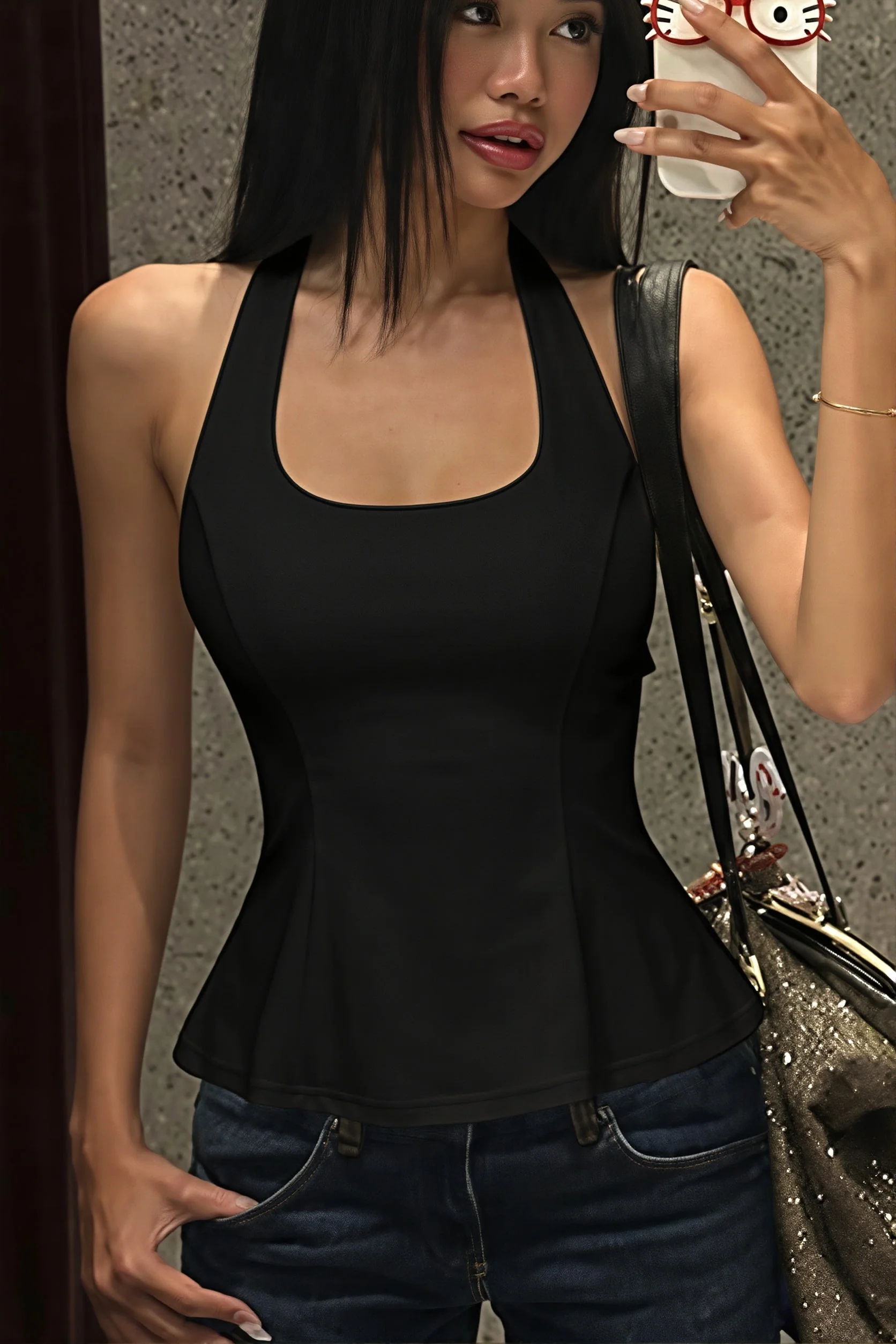 Slim Tie Back Sexy Halter Top - Image 7