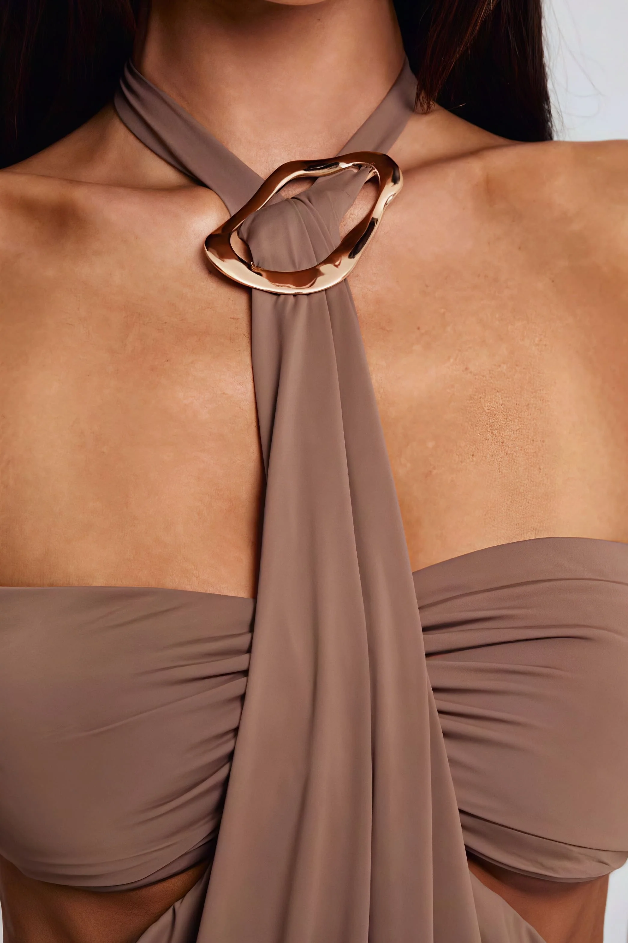 Solid Bandeau Halter Cami Skirt Set - Image 5
