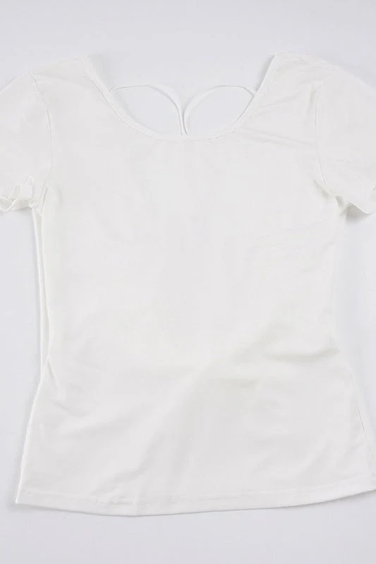 Solid Color Bow Tie Backless T‑shirt - Image 5