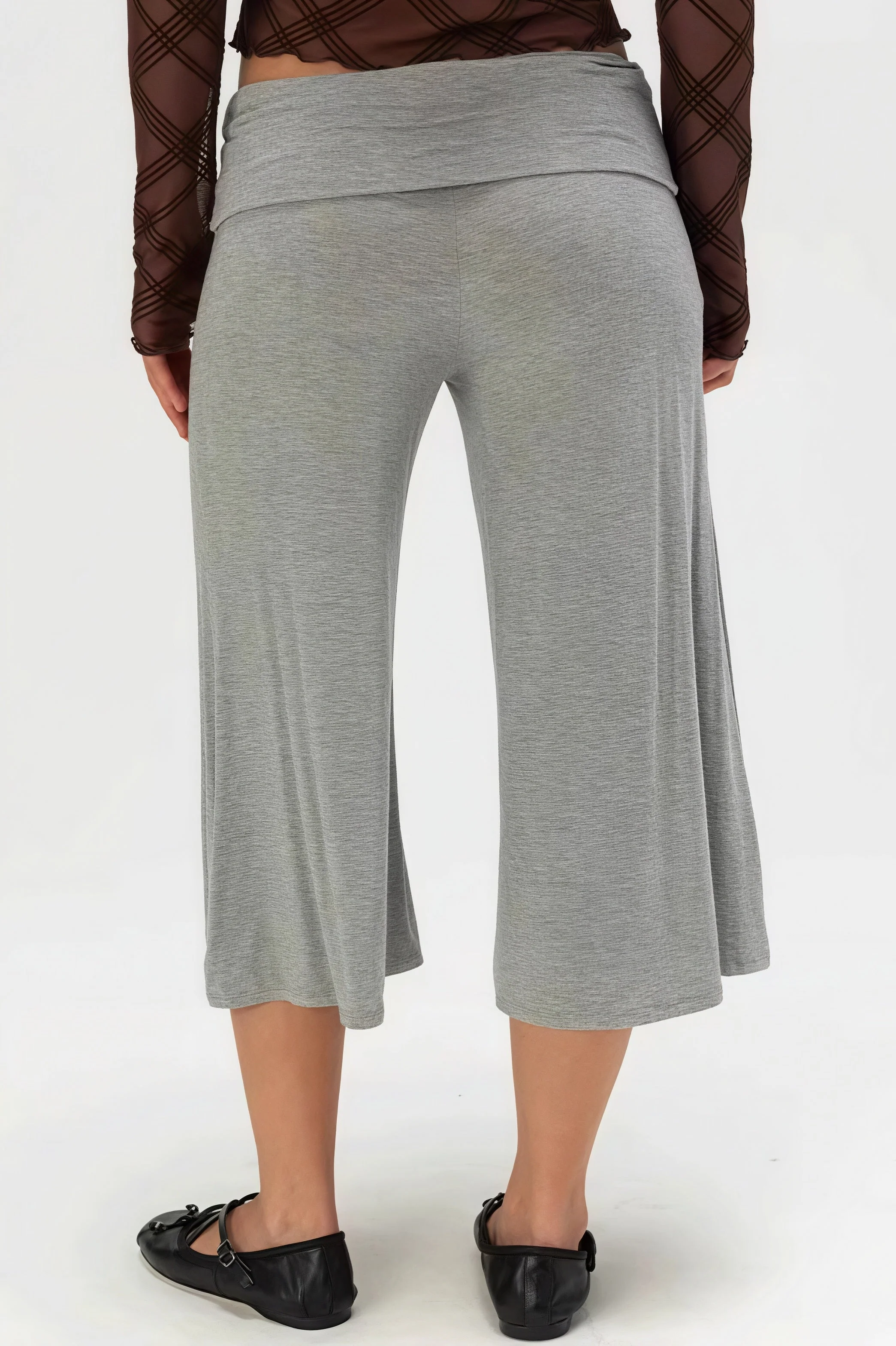 Solid Color High Waist Casual Pants - Image 3