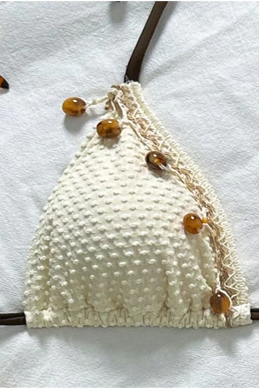 Solid Color Pendant Three Piece Swim Set - Image 4
