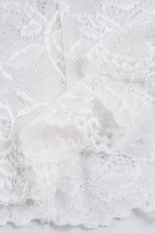 Solid Lace Splice Lapel Casual Blouse - Image 6