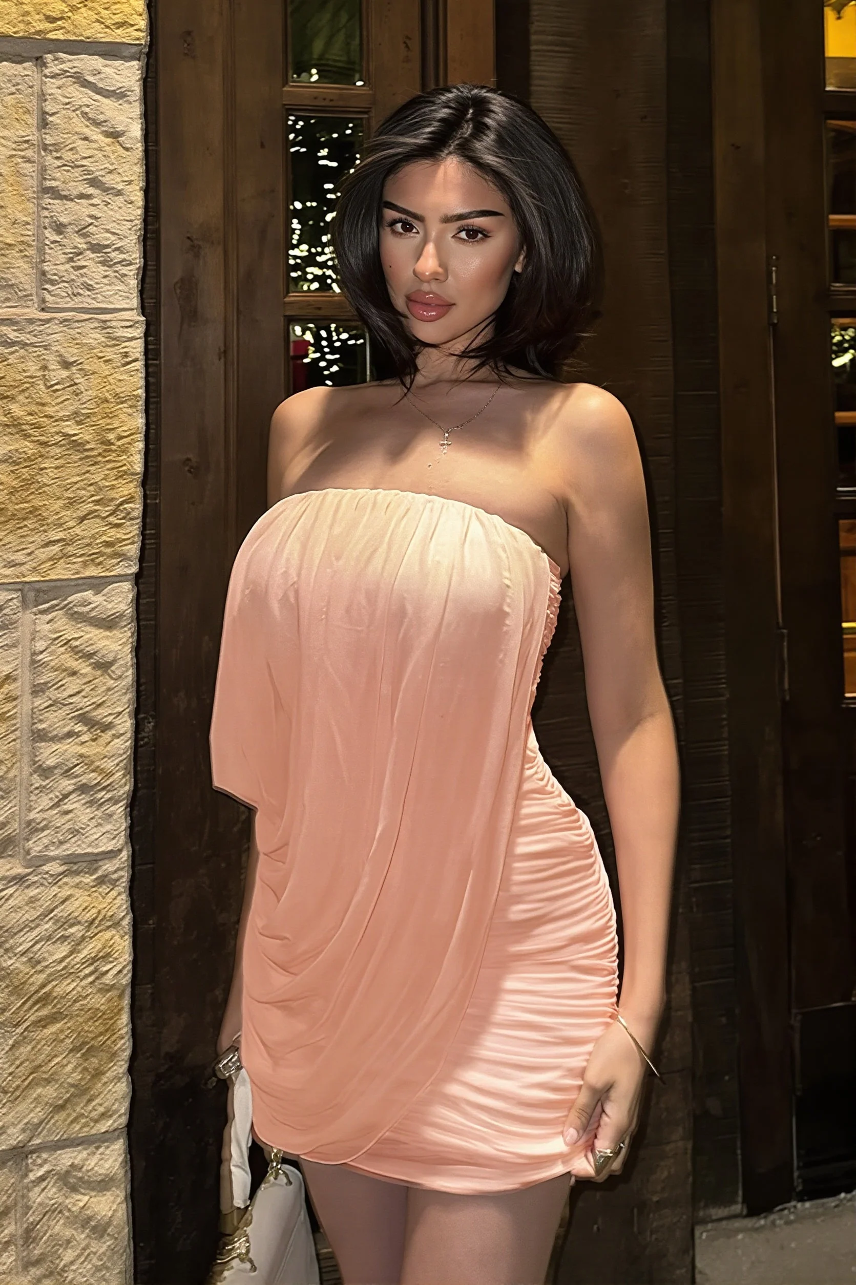 Solid Pleated Elegant Slim Mini Dress - Image 2