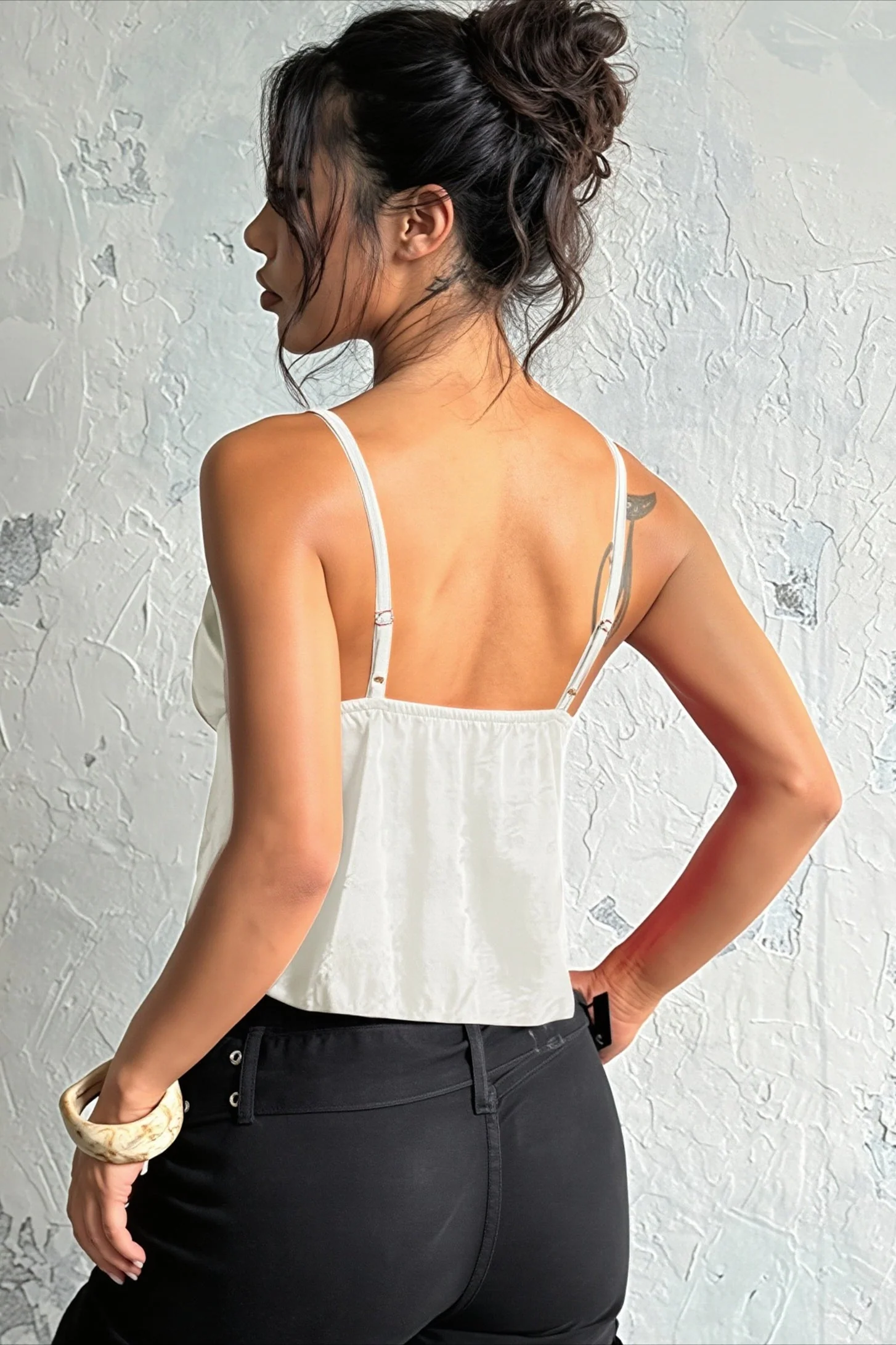 Solid Satin Jacquard Cami Top - Image 3