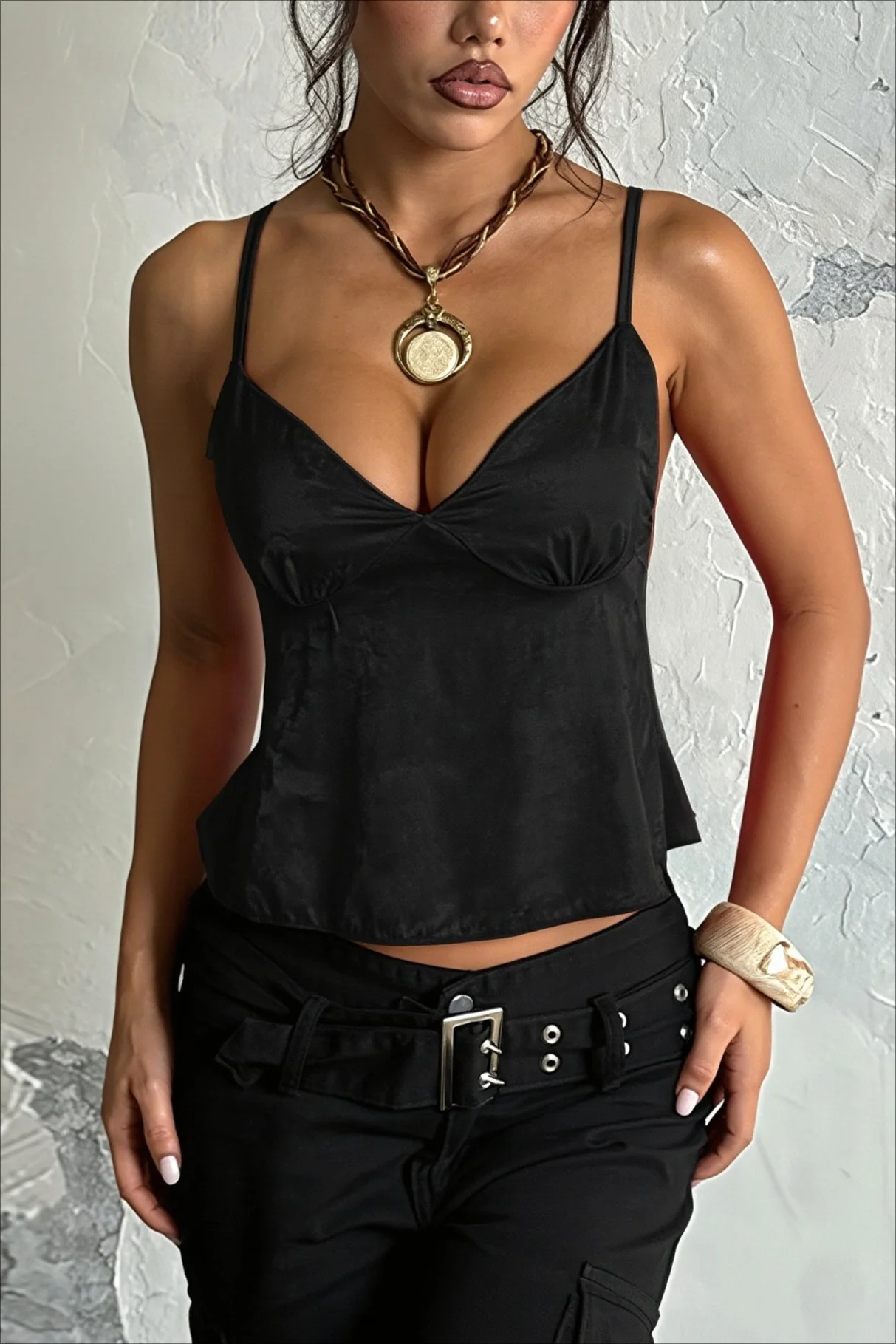 Solid Satin Jacquard Cami Top - Image 4