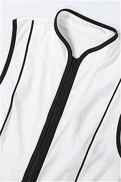 Solid Zip Slim Short Two Piece Set - Image 5