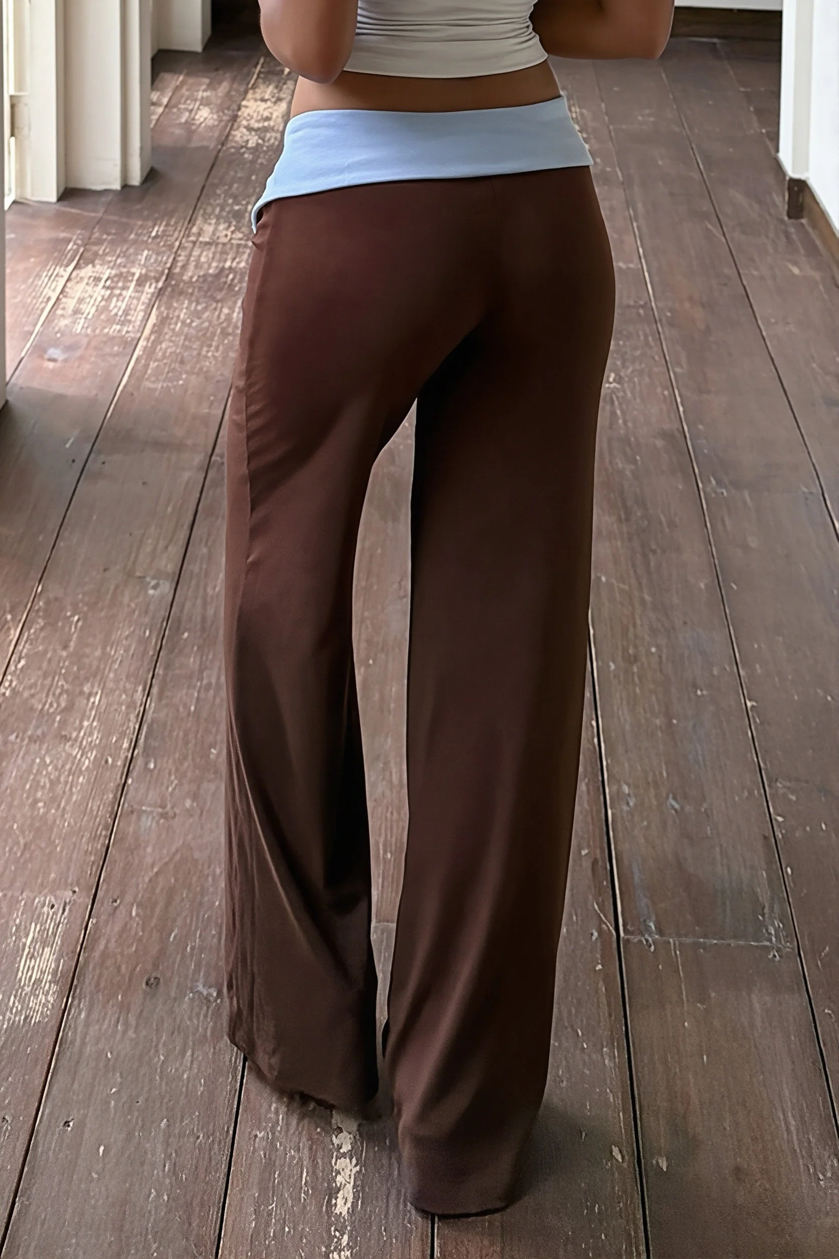 Split Button Fold Waist Knit Pants - Image 4