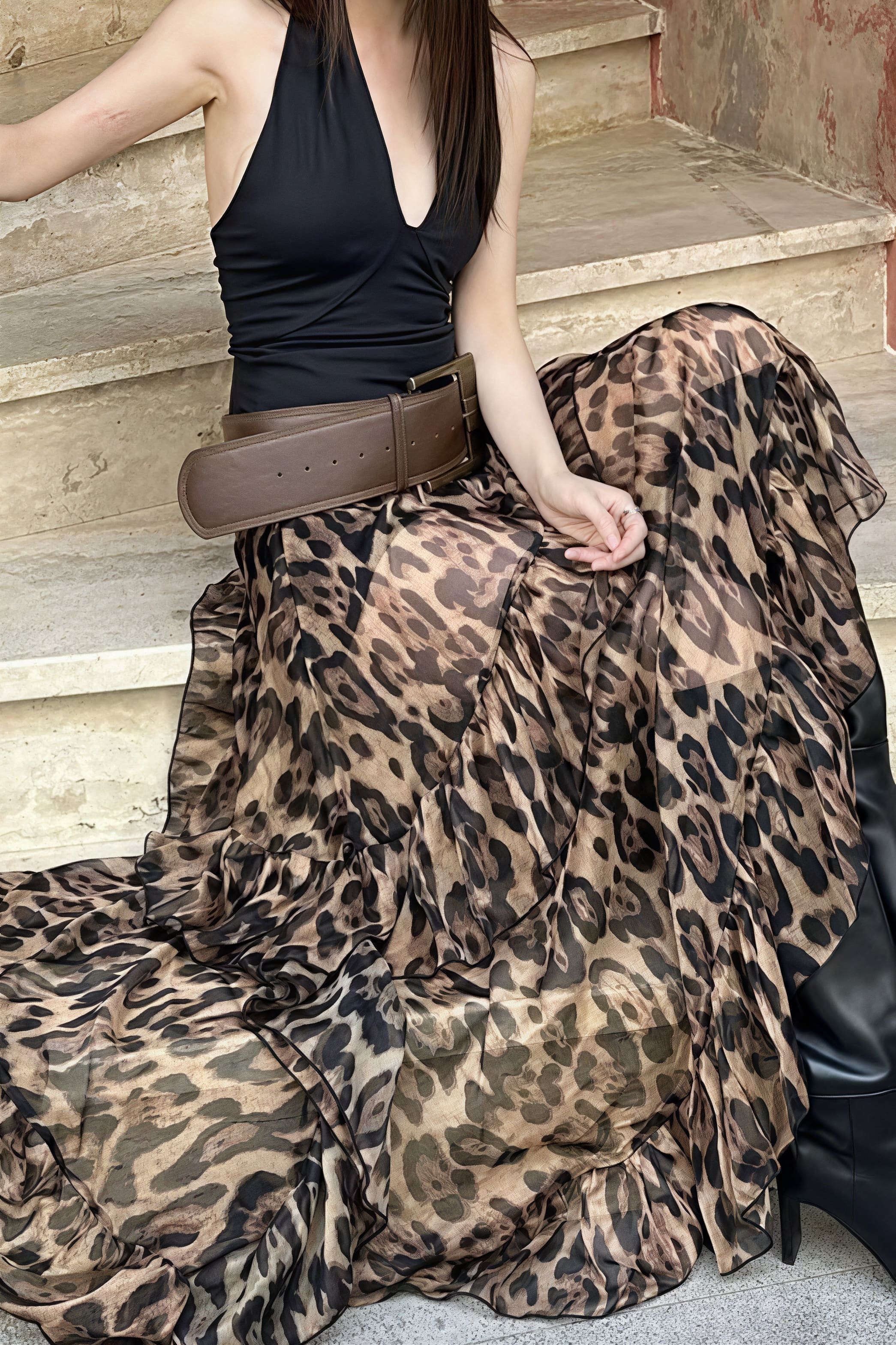 Street Style Leopard Flowy Layer Skirt - Image 2