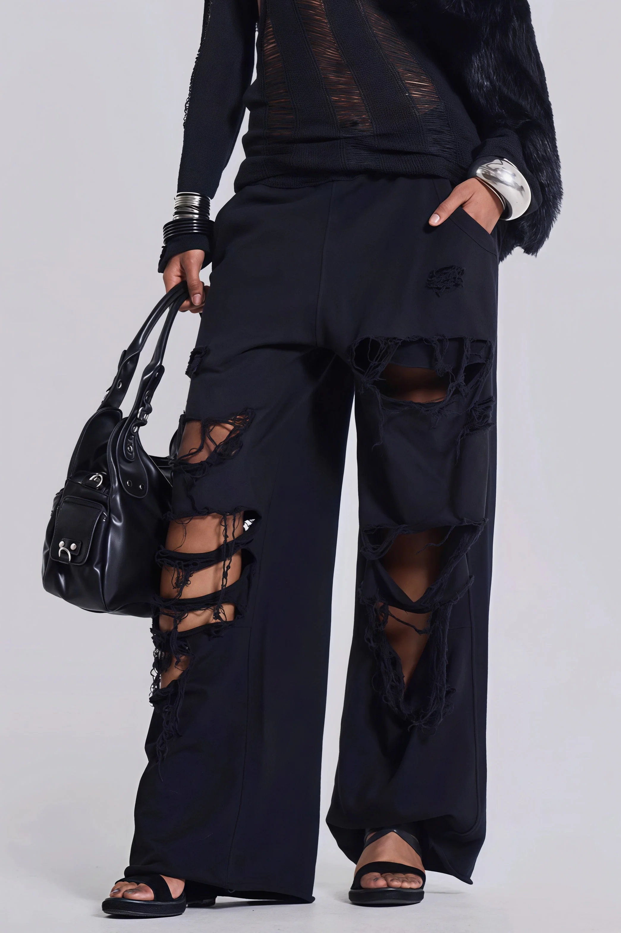 Street Style Loose Ripped Pants - Image 4
