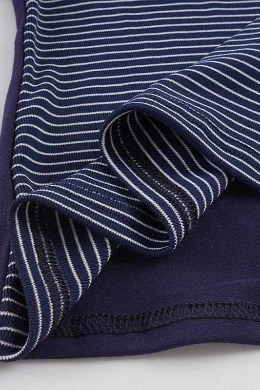 Striped Color Block Tie Fake Two Blouse - Image 7