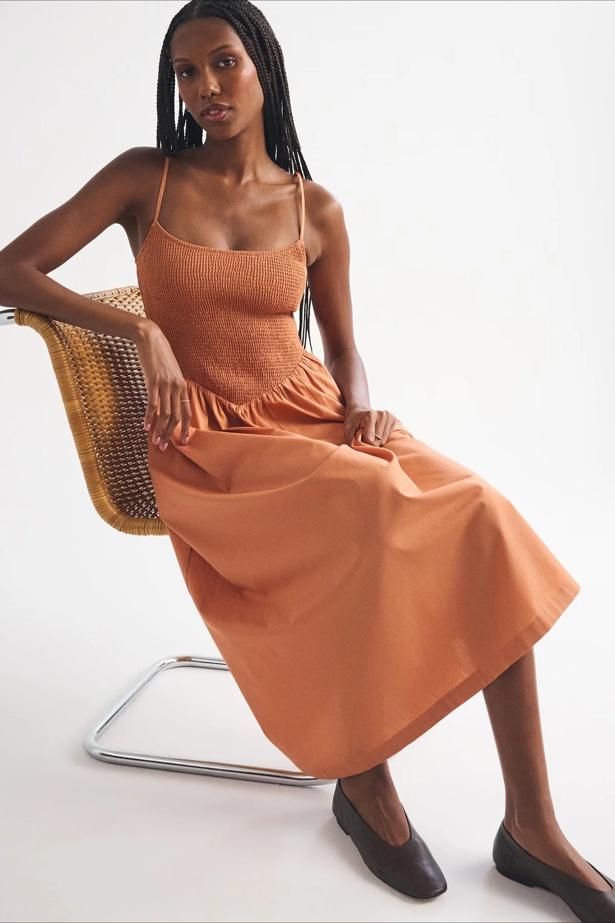 Striped Pocket A-Line Printed Midi Dress - Image 14