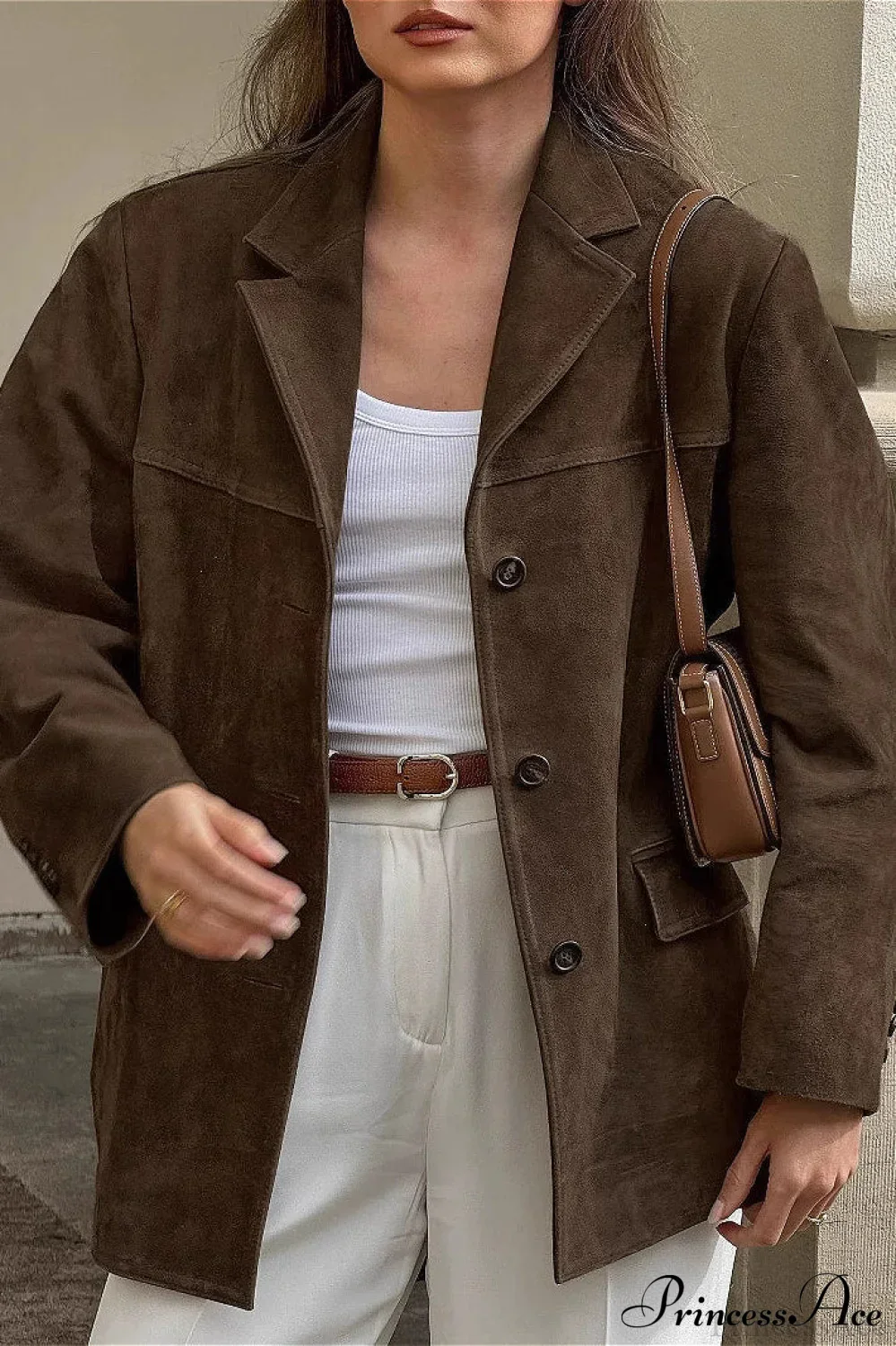 Suede Lapel Casual Blazer Coat