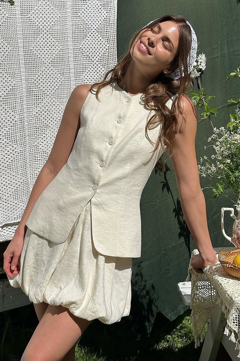 Sweet Bud Hem Vest Tank Mini Skirt Set - Image 3
