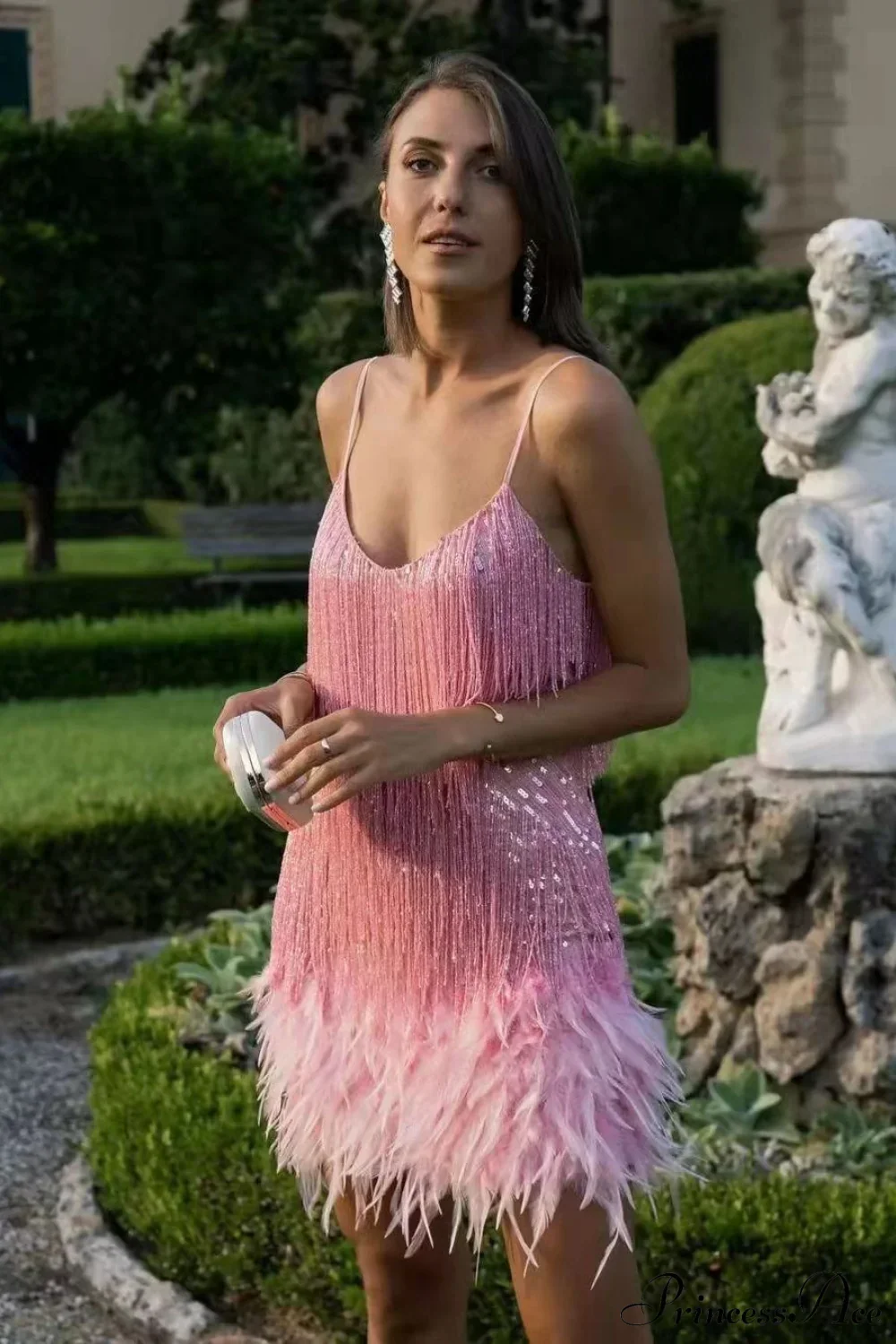 Tassel Sequin V-Neck Bodycon Party Dress - Image 2