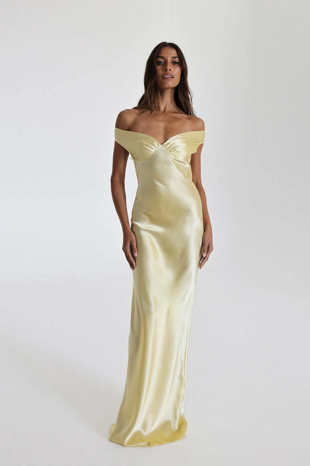 Vintage Satin Mermaid Off Shoulder Maxi Dress