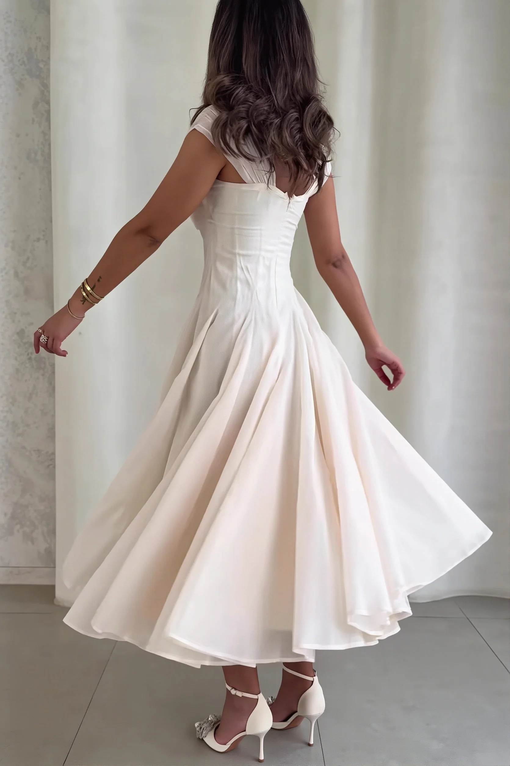 Waisted Square Neck Swing Maxi Dress - Image 3