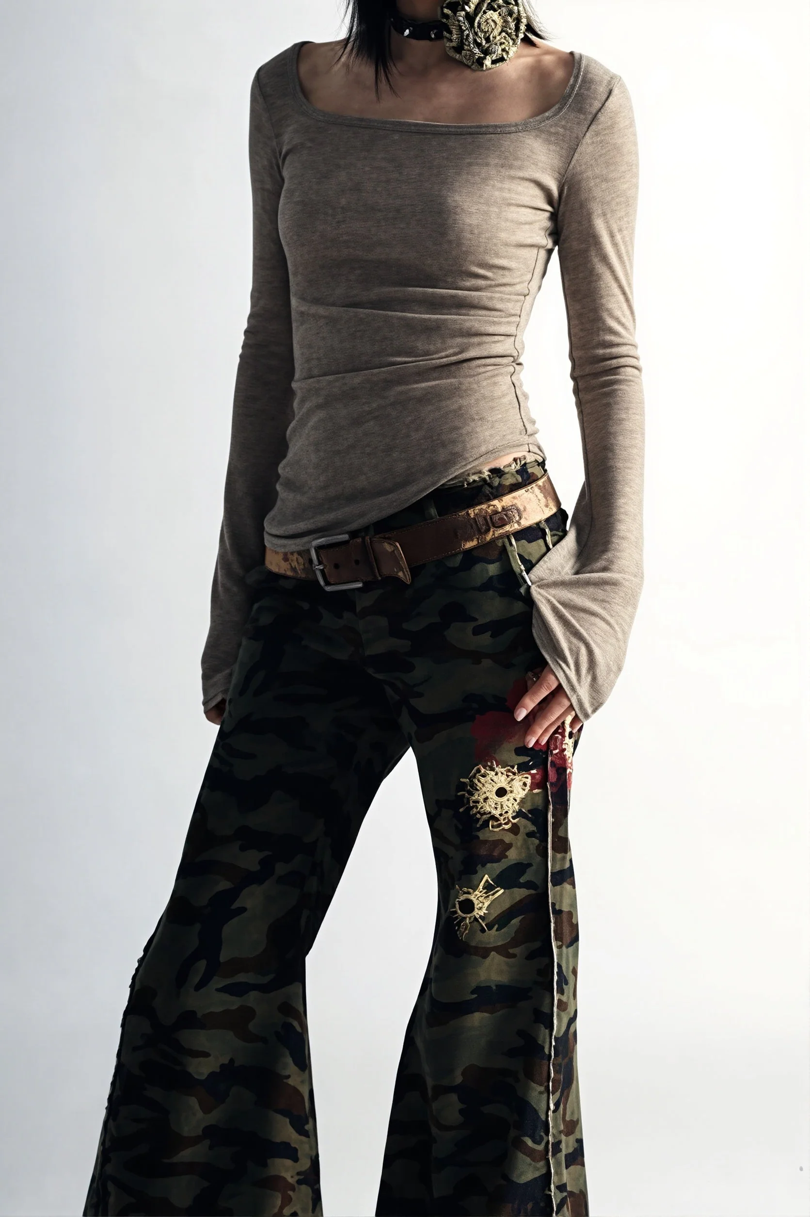 Y2K Grunge Printed Slim Short Sleeve T-shirt - Image 3