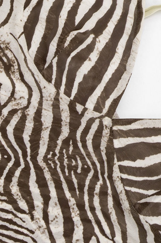 Zebra Print Mesh V Neck Cami Top - Image 5