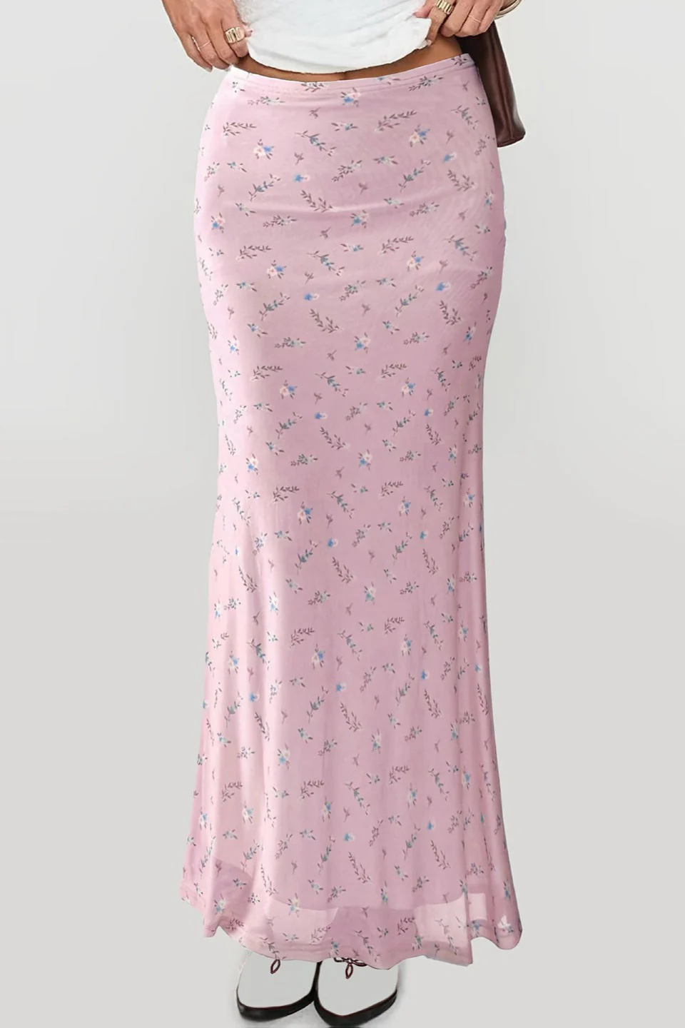 Comfortable Slim Digital Floral Print Maxi Skirt