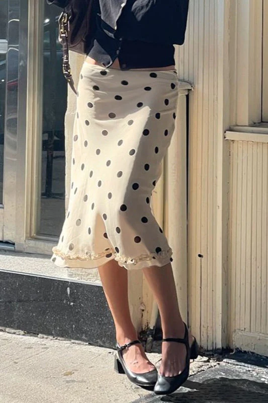 Ruffled Polka Dot A-Line Midi Skirt - Image 3