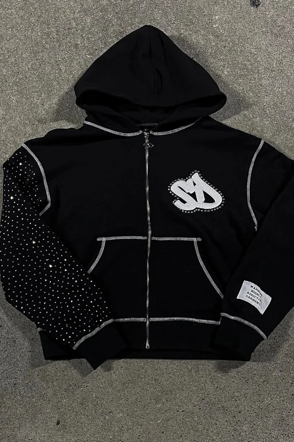 Embroidery Zipper Oversize Hoodie