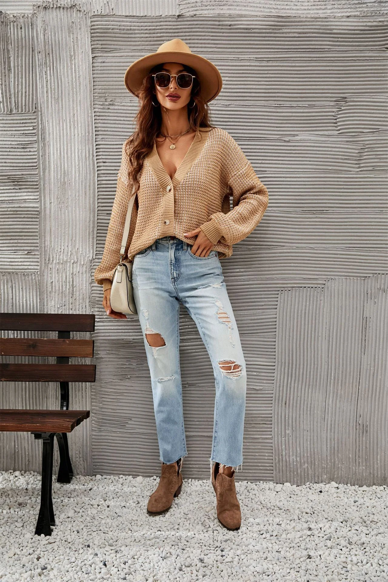 Plus Size Hollow Knit Cardigan - Image 2