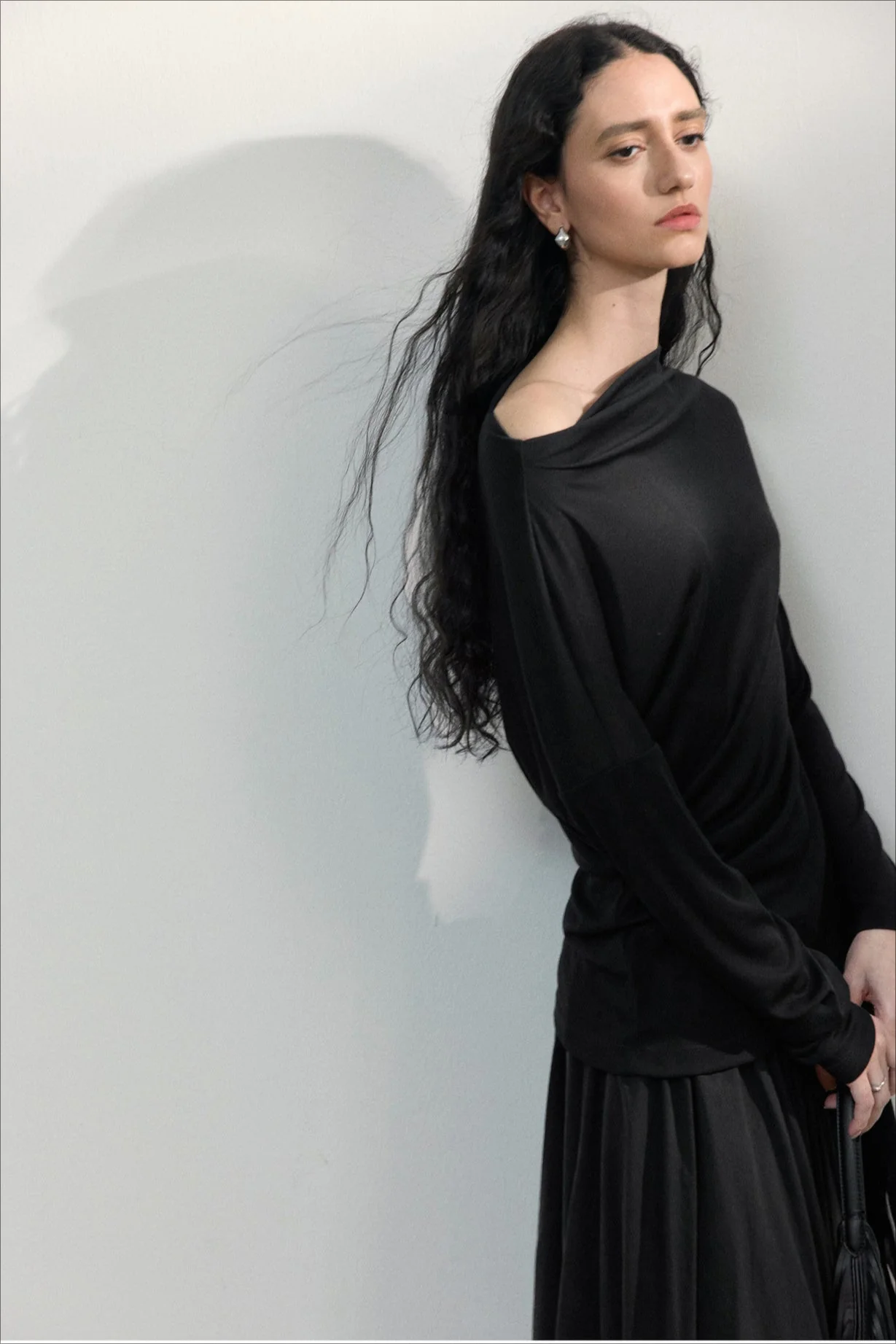Asymmetrical One-Shoulder Fitted Knit Sweater