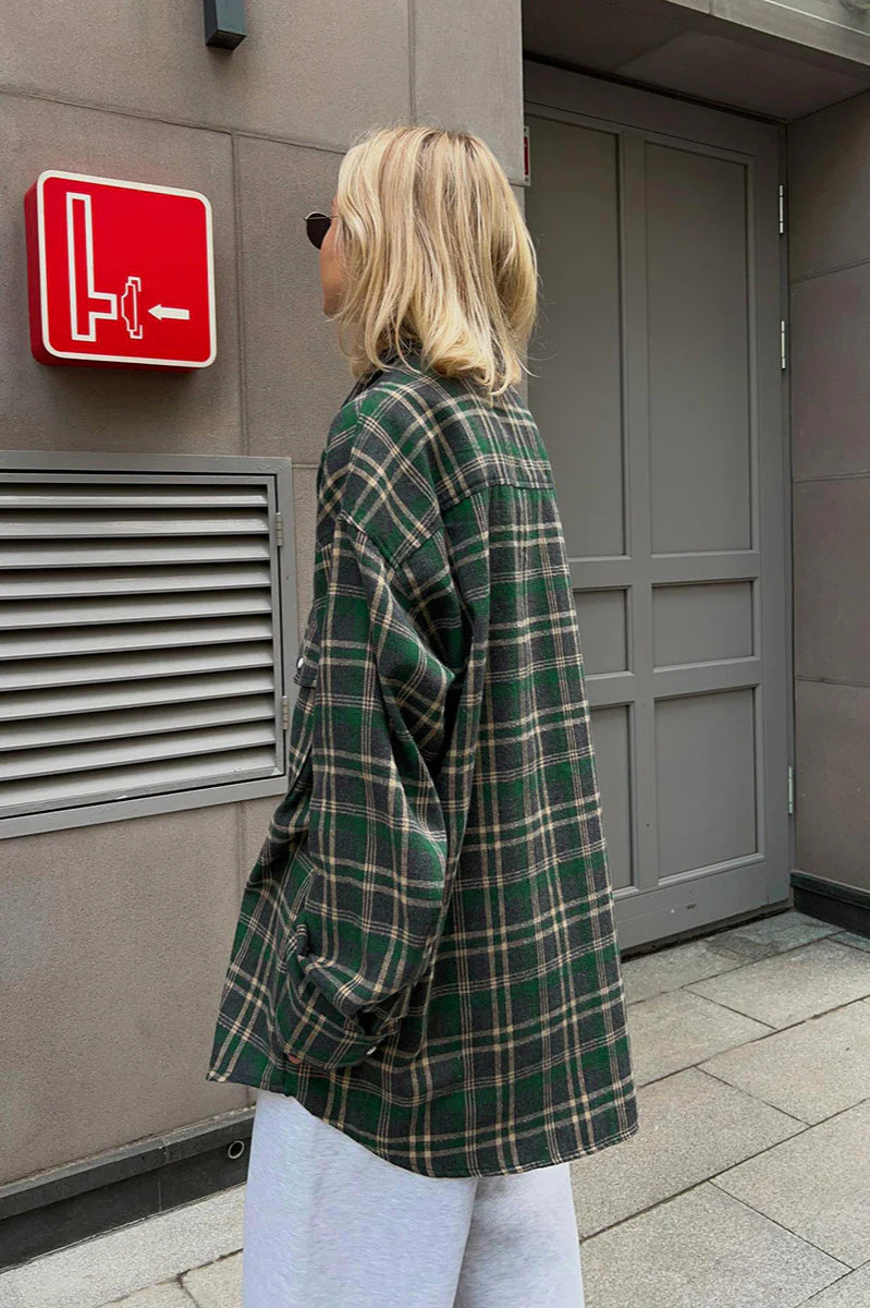 Plaid Striped Mid-Length Blouse - Image 5