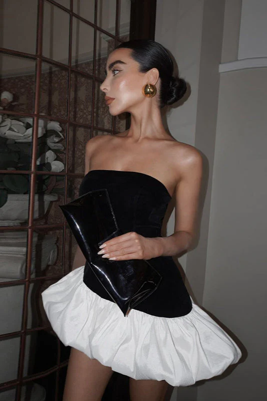 Fall Chic Elegant Strapless Peplum Mini Party Dress