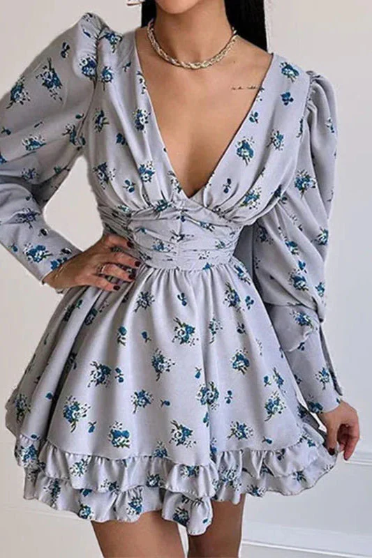 Floral Long Sleeve Party Dress - Image 10