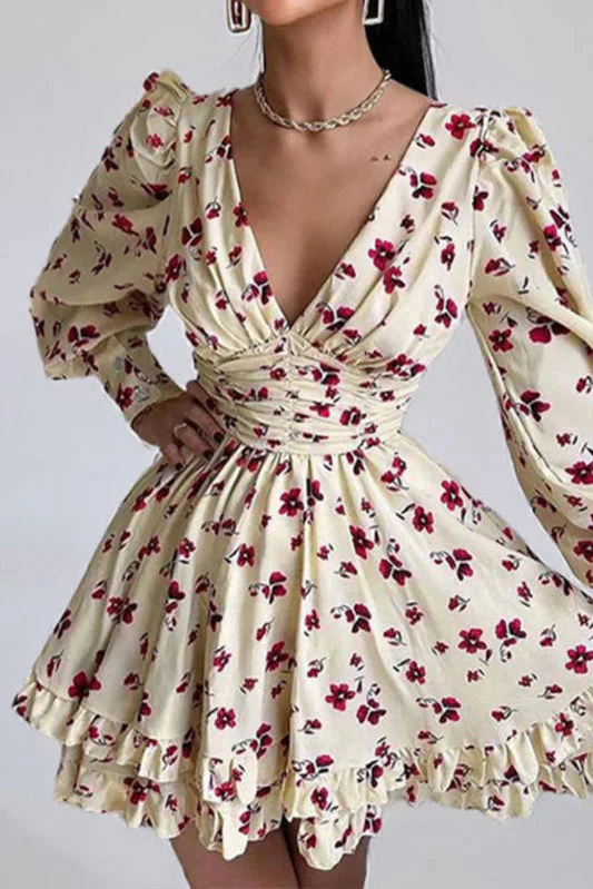 Floral Long Sleeve Party Dress - Image 4