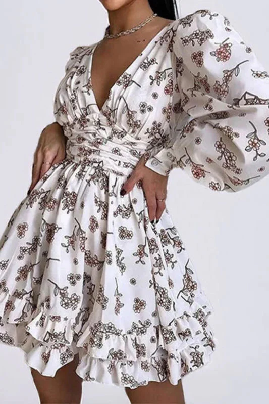 Floral Long Sleeve Party Dress - Image 5
