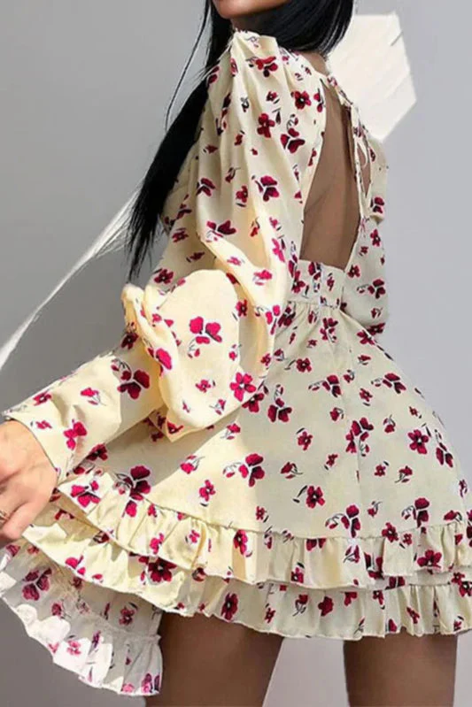 Floral Long Sleeve Party Dress - Image 7