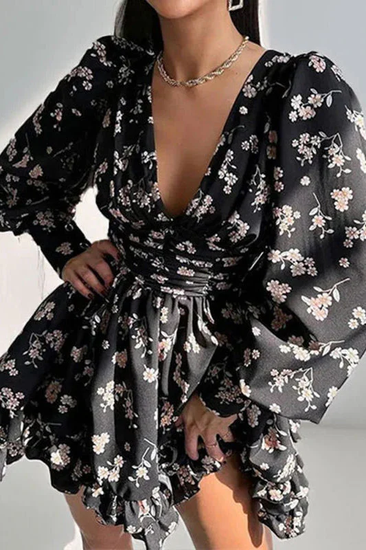 Floral Long Sleeve Party Dress - Image 9