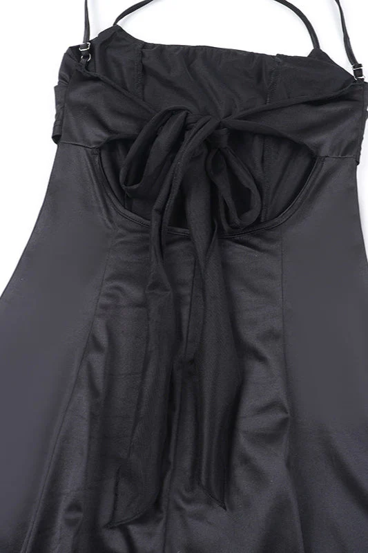 Satin Square Neck High Split Bodycon Party Dress - Image 4