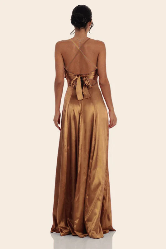 Satin Square Neck High Split Bodycon Party Dress - Image 9