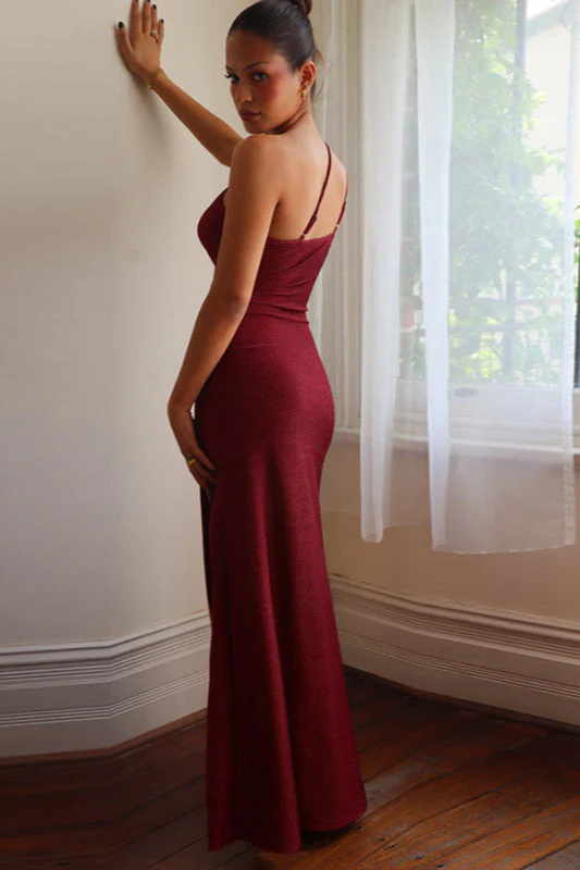 One-Shoulder Cutout Split Bodycon Party  Dress - Image 15
