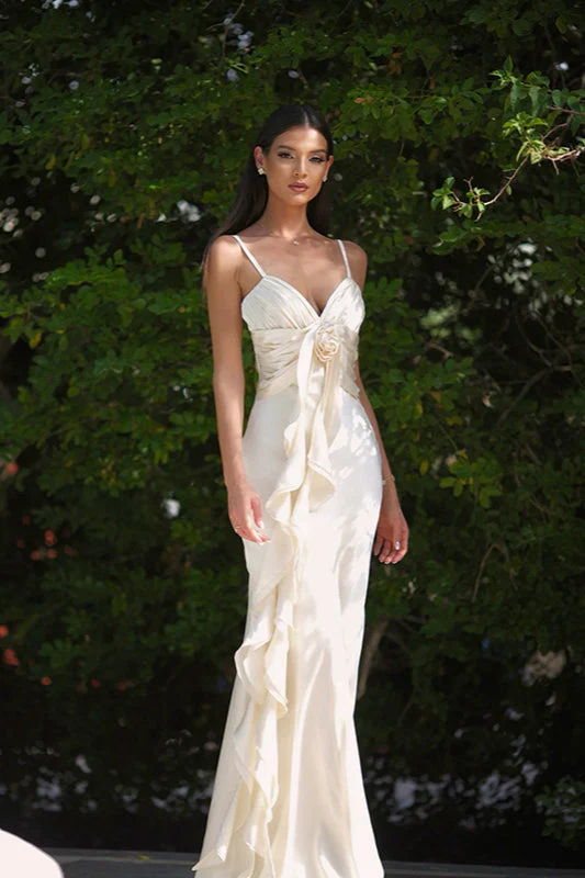 Satin Floral Tie-Back Slim Fit Slip Dress Party Dress
